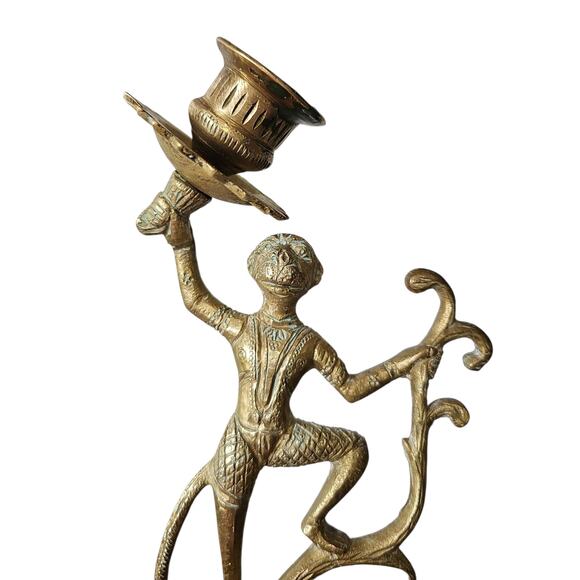 Vintage Brass Monkey Taper Candle Holder Clawfoot Feet Whimsical MCM Art Deco - Picture 13 of 13